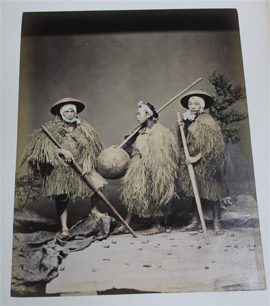 An early 20th century Japanese photograph album, 14 x 10.75in.